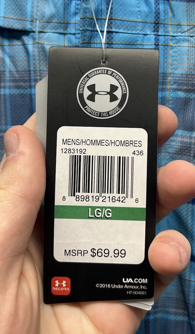 Under Armour Men Size L Blue Short Sleeve Heat Gear UPF 30 Button Down Shirt New eBay