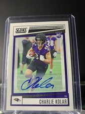 Charlie Kolar Ravens no 374 2022 Panini Score Football Rookie Auto