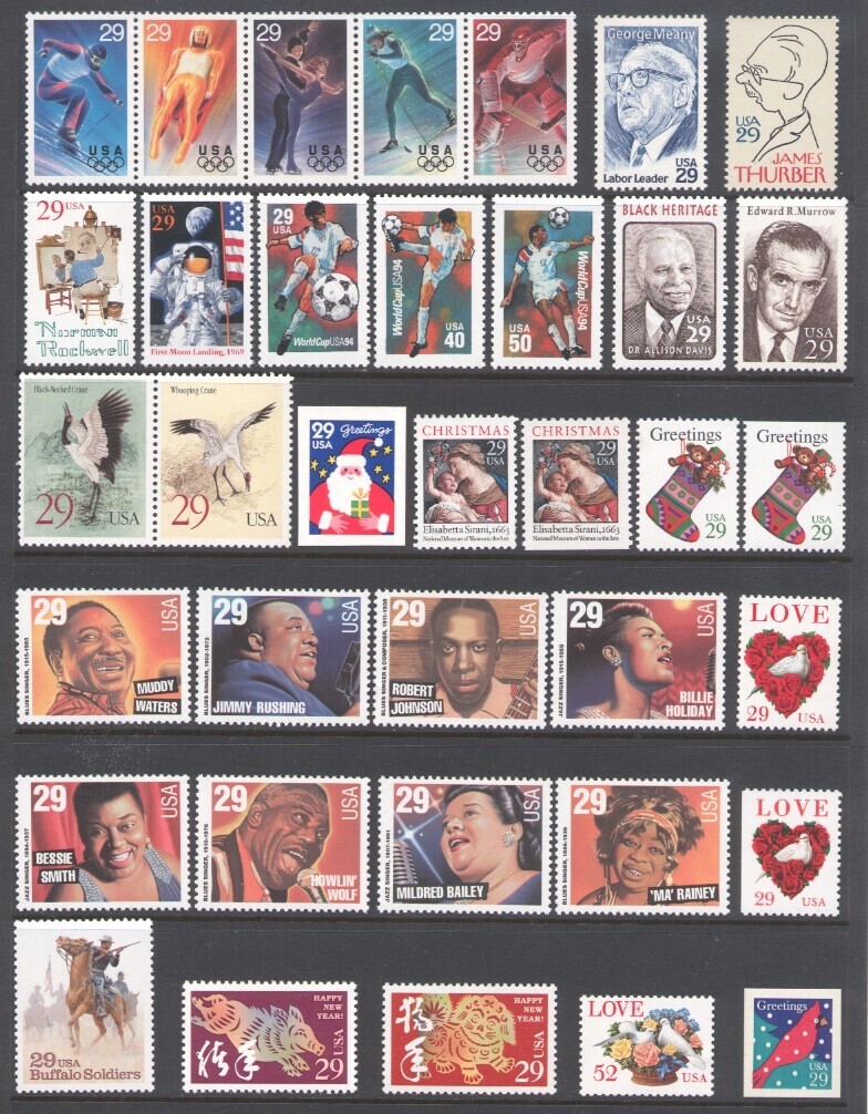 1994 U.S. COMMEMORATIVE YEAR SET *95 STAMPS* WITH WWII SHEET & *G 