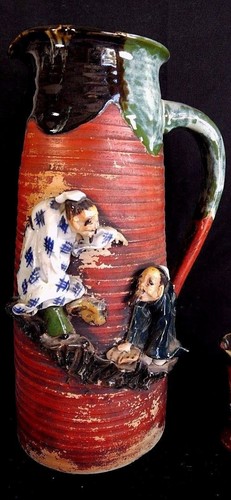 Antique Japanese Sumida Gawa Inoue Ryosai Art Pottery Jug Jar Pitcher and Vase - Picture 4 of 12