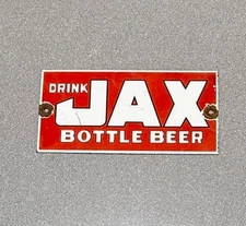 VINTAGE JAX BEER ALCOHOL PORCELAIN SIGN GAS OIL CAR TRUCK MOTORCYCLE