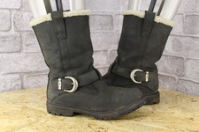 BLACK NUBUCK LEATHER PULL ON BIKER BOOTS SIZE 3.5 / 36 BY TIMBERLAND USED CON