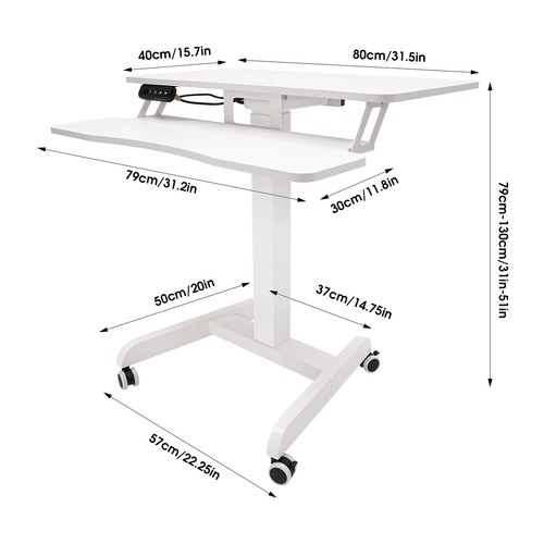 White Computer Desk Height Adjustable Rolling Electric Podium Desk For Office - Picture 3 of 12