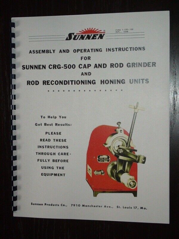 Sunnen Model CRG-500 Cap Grinder Manual