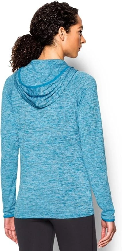 Under Armour Women's Tech Long Sleeve Hooded Henley, Dynamo Blue/Metallic Silver - Image 4 of 4