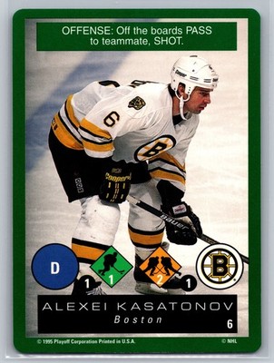 1995 Playoff One on One Challenge Alexei Kasatonov #6 Boston Bruins Hockey