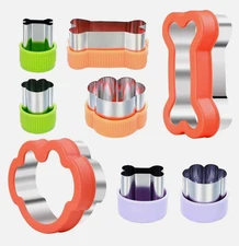 8pc Dog Bone and Paw Print Cookie Cutter Set Mold for Cookies Kid & Pet Treats