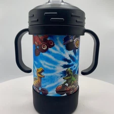 Monster Truck Dinosaurs Themed Kids 10 oz Insulated Sippy Cup Removable Handles