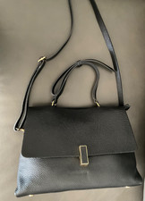 BORSE IN PELLE BLACK PEBBLE GRAINED PURSE HANDBAG MADE IN ITALY NEW SHOULDER BAG
