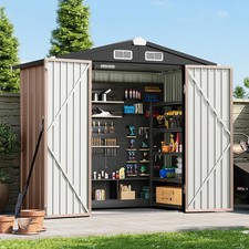 6x4 FT Outdoor Storage Shed Metal Garden Tool Shed Sloping Roof Lockable Door