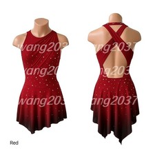 Ice skating dress Competition Figure Skating Twirling Costume red dyeing