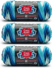 Red Heart All in One Granny Square Soft White - Frigid Yarn - 3 Pack 