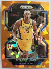 2021-22 Prizm Myles Turner Orange Cracked Ice Prizm #175 Indiana Pacers