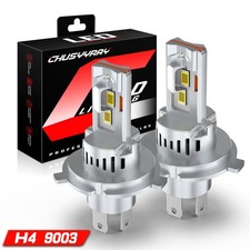 Pair H4 9003 HB2 LED Headlight Bulbs Kit High Low Beam Super Bright 6500K White