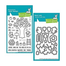 Lawn Fawn Apple-solutely Awesome 4"x6" Clear Stamp, Coordinating Dies, Bundle