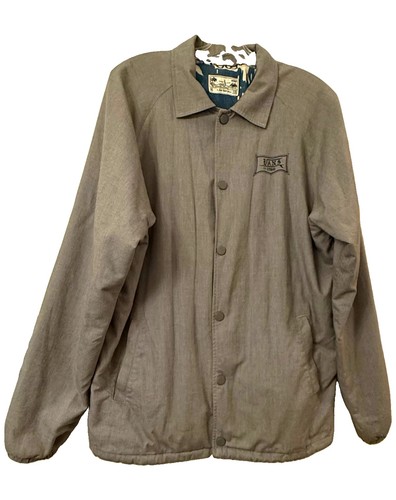 Vans, VANS Joel Tudor Men's Gray Coach Jacket Size M Snap Front Lined Canvas