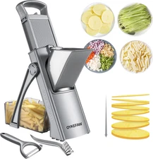 Safe Mandoline Slicer for Kitchen, 6 in 1 Vegetable Chopper, French Fry Cutter f