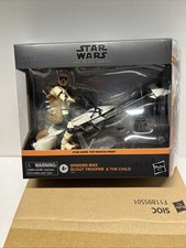 Star Wars The Black Series Scout Trooper With Speeder Bike And The Child   NIB
