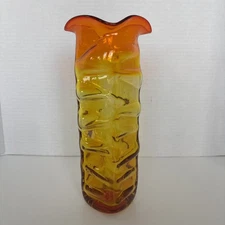 VTG MCM Blenko Glass Wayne Husted 607 Vase In Tangerine 9.75”