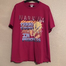 Vintage 2001 Looney Tunes Tweety Bird Cartoon Graphic Print Red T-Shirt Size XL