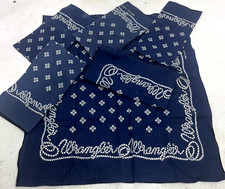 Lot of 6 Vintage Wrangler Rope Blue Bandanas Made in USA   All Cotton Fast Color