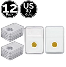 12 Pack Slab Coin Snap Holder 4 US $3 Indian Princess Three Dollar Gold Coin