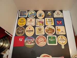 Vintage German Beer Paper Cardboard Coasters Lot of 20 Assorted Pub Bar Rare