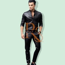 Men's Dress Pant Black Leather Pant In Genuine Lambskin Soft Leather Dress Pant