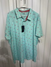 IZOD Golf Performance Polo Sz XL All Over Flamingo Print UPF50 Quick Dry Green