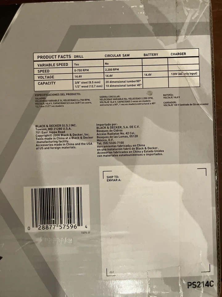  Black & Decker PS214C - 14.4V 2 Piece Tool Combo- Cordless Drill & Circular Saw - Image 4 of 4