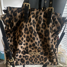 Borsa a tracolla Moschino stampa leopardata zip oro ferramenta tracolla staccabile