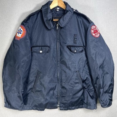 VINTAGE Racine Fire Department Jacket Mens Size 44 Short Blauer 80s Fireman Wis