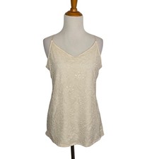 Soma Ivory Lace Camisole Stretch Adjustable Straps Lined Women Medium