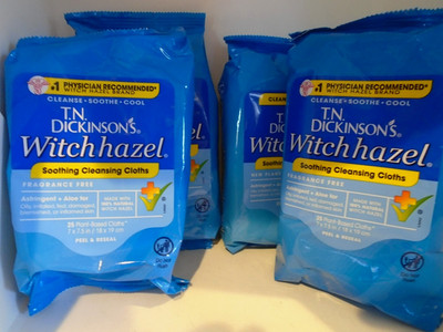 T.N. Dickinson's Witch Hazel Soothing Cleansing Cloths Fragrance Free 25ct4-PACK