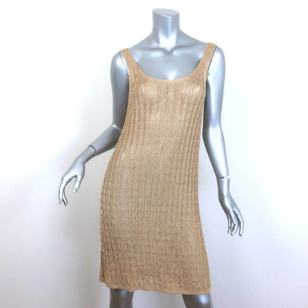 prada ゴールド ケーブル ラメニット Prada Metallic Cable Knit Open-Back Dress Gold Size 42 | eBay