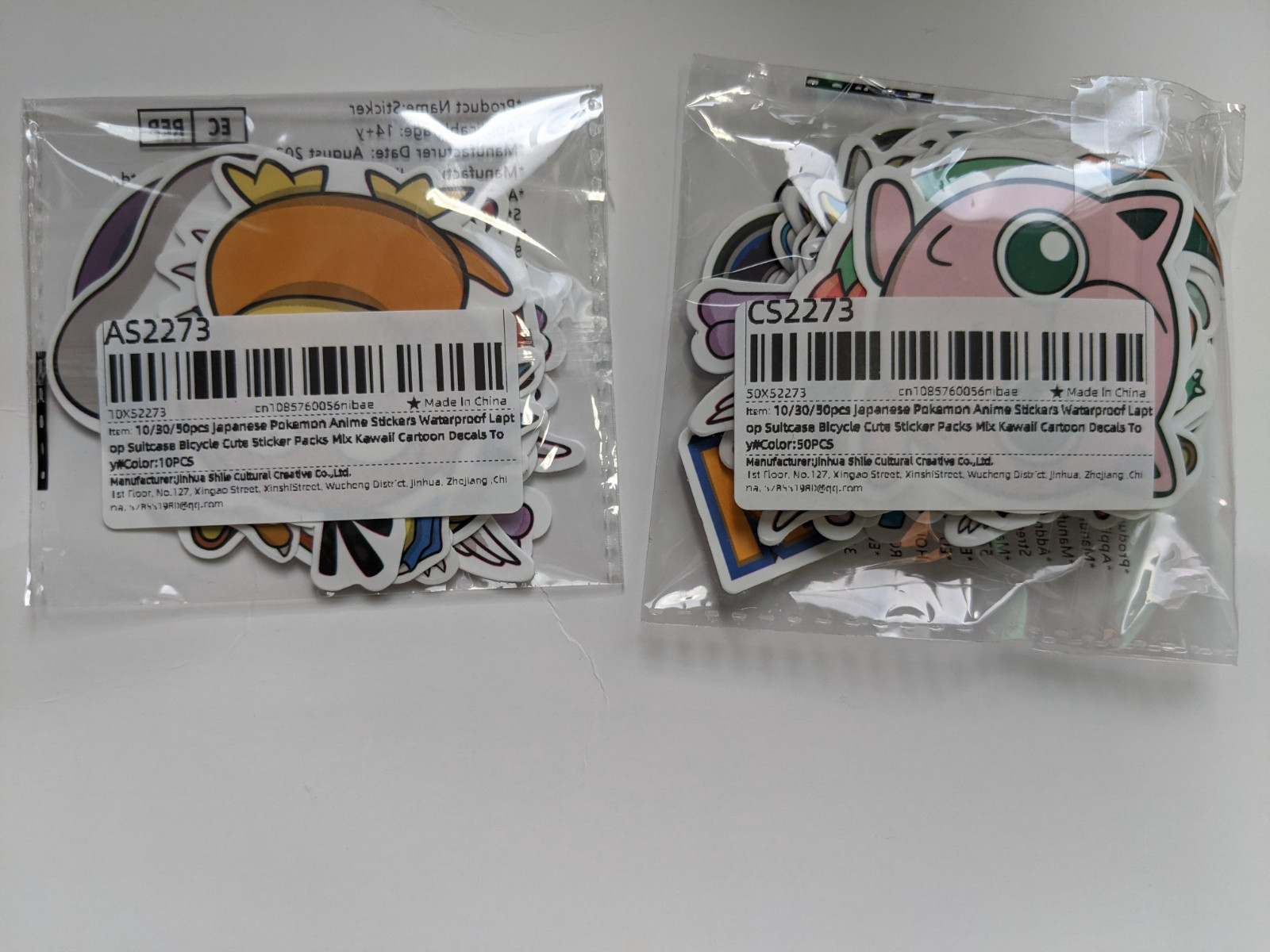 50+10 Packs Pokemon Anime Waterproof Stickers