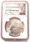 1881 US Morgan Silver Dollar $1.00 Certified NGC Brilliant Uncirculated Dollar!