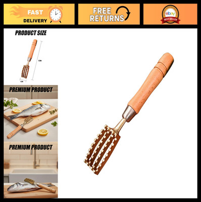 Brass Fish Scaler Tool - 8.3'' Sawtooth Descaler for Easy Scale Removal, Kitchen