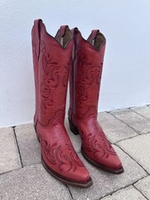 Circle G Women's Red Leather Western Boots US 11 M Snip Toe Pull-On