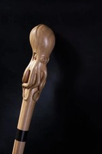 Hand carved octopus wooden walking stick for men women walking cane best gift H4