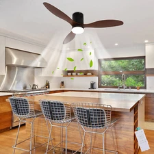 52'' Ceiling Fan Light Brown 3-Color Chandelier Lamp 6 Speeds Lighting Fixture��