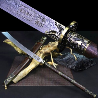 105CM Battle KangXi King Broadsword Dao Sword Damascus Steel Blade