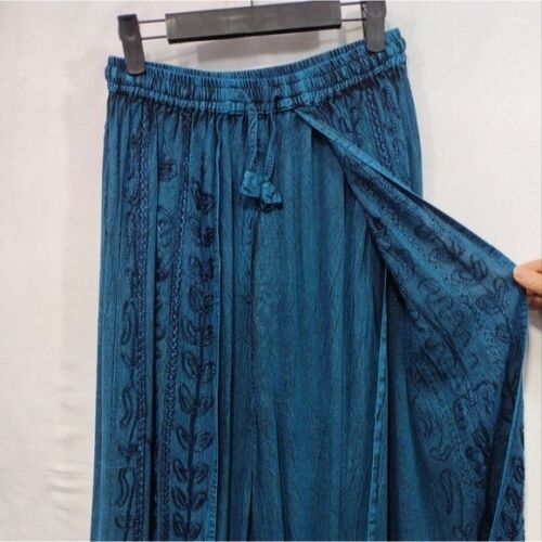 NEW Boho Split Harem Pants Women's OS Floral Embroidered Gypsy Beach Vacation - Picture 3 of 12