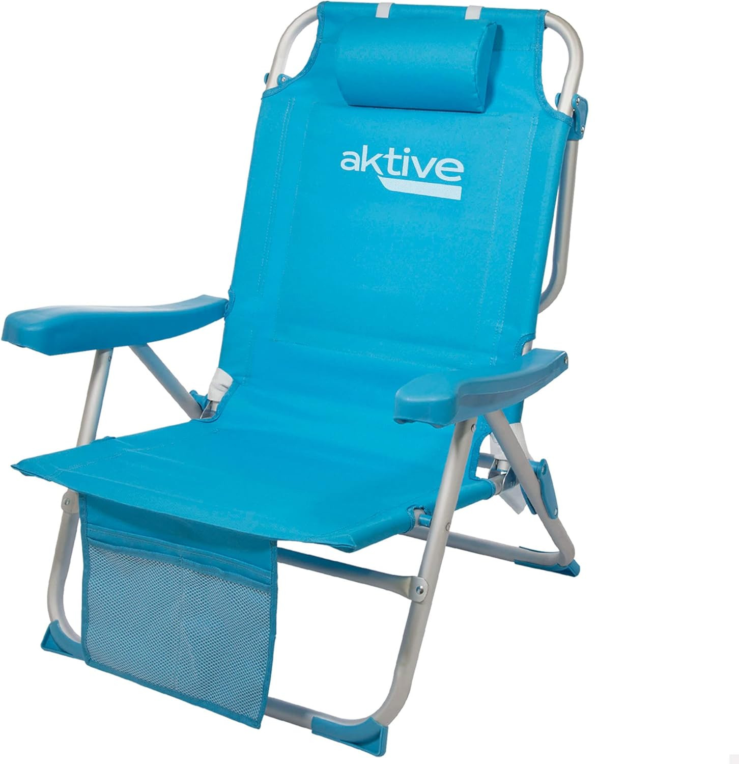 AKTIVE Silla Plegable De Playa 49 X 58 X 80 Cm, Con Cojín, Tipo Mochila, Respald