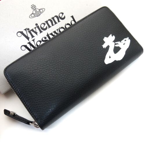 Vivienne Westwood lange Geldbörse MELIH runder Verschluss Leder Kugel Motiv schwarz NEU