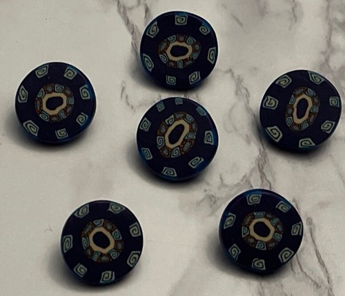 6 Clay 3/4" Multi Color Buttons Plastic Shank 117-18 - Picture 2 of 5