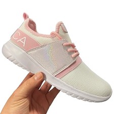 Nautica Youth Girls Fashion Sneakers Size 3 White-Light Pink Lightweight Comfort