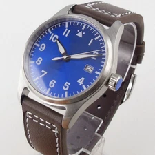 200m Waterproof NH35A Automatic Men Watch Sapphire Glass Blue Dial Leather Strap