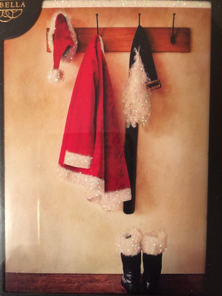 Viabella Premium Boxed Christmas Holiday Cards, Glittered Santa Claus