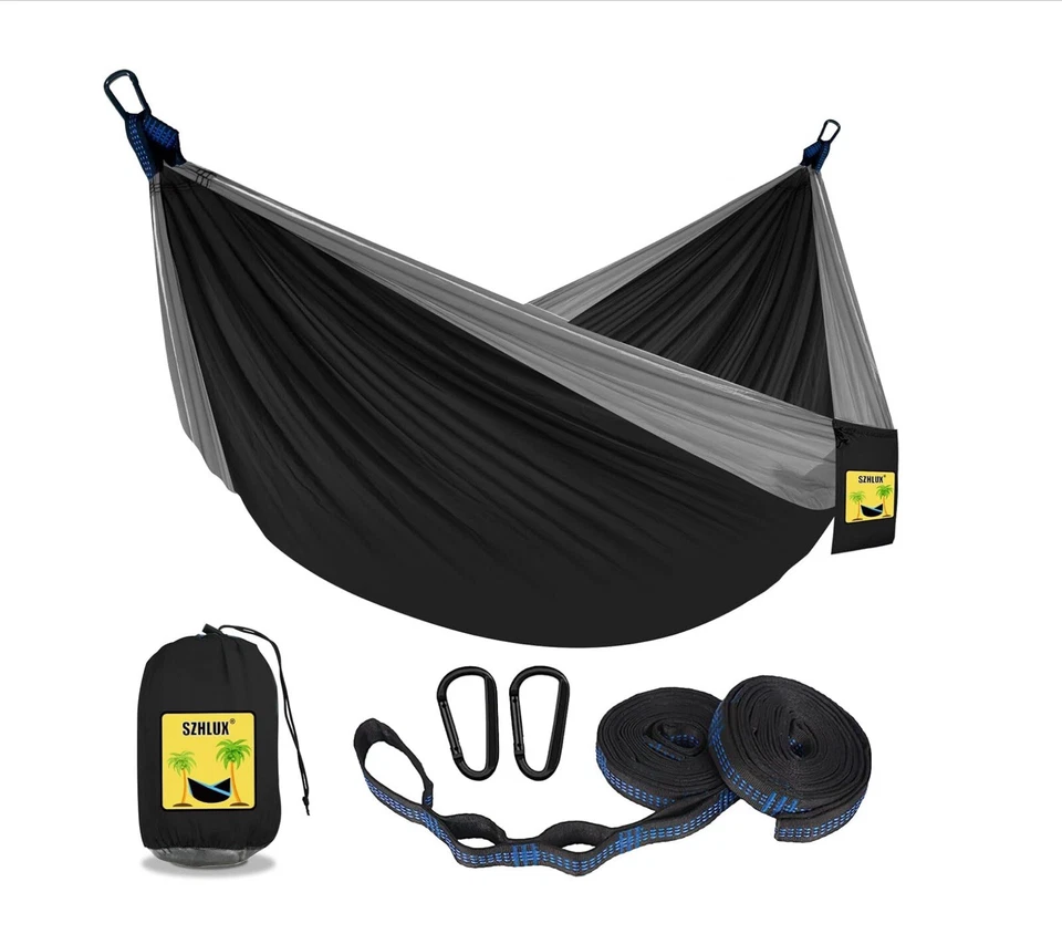 Hamacas incluidas: clips de mosquetón, lazos de cuerda y hamaca. Foto 2 de 4